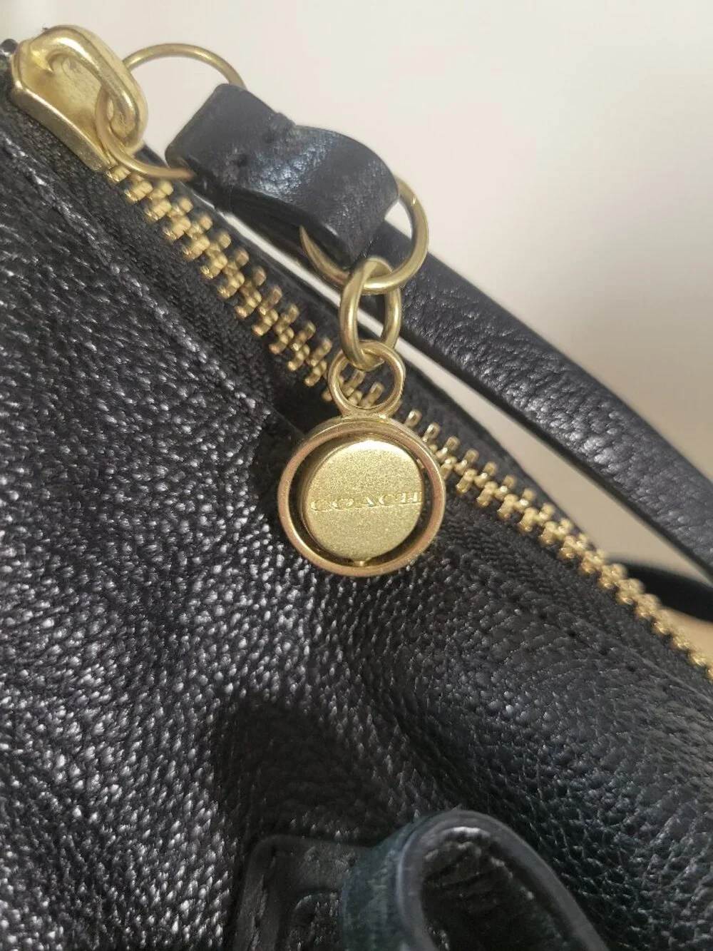 Coach Black Pebbled Leather Shoulder Bag | Gold Hardware | Classic Hobo Style - Picture 12 of 14